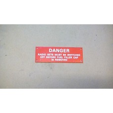 LARKSPUR CLANSMAN FFR VEHICLE FUEL FILL ALLOY WARNING PLATE WHITE ON RED