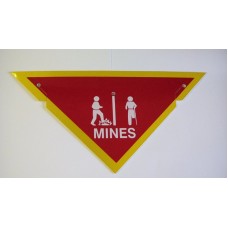 DANGER MINES SIGN TRIANGLE RED / YELLOW